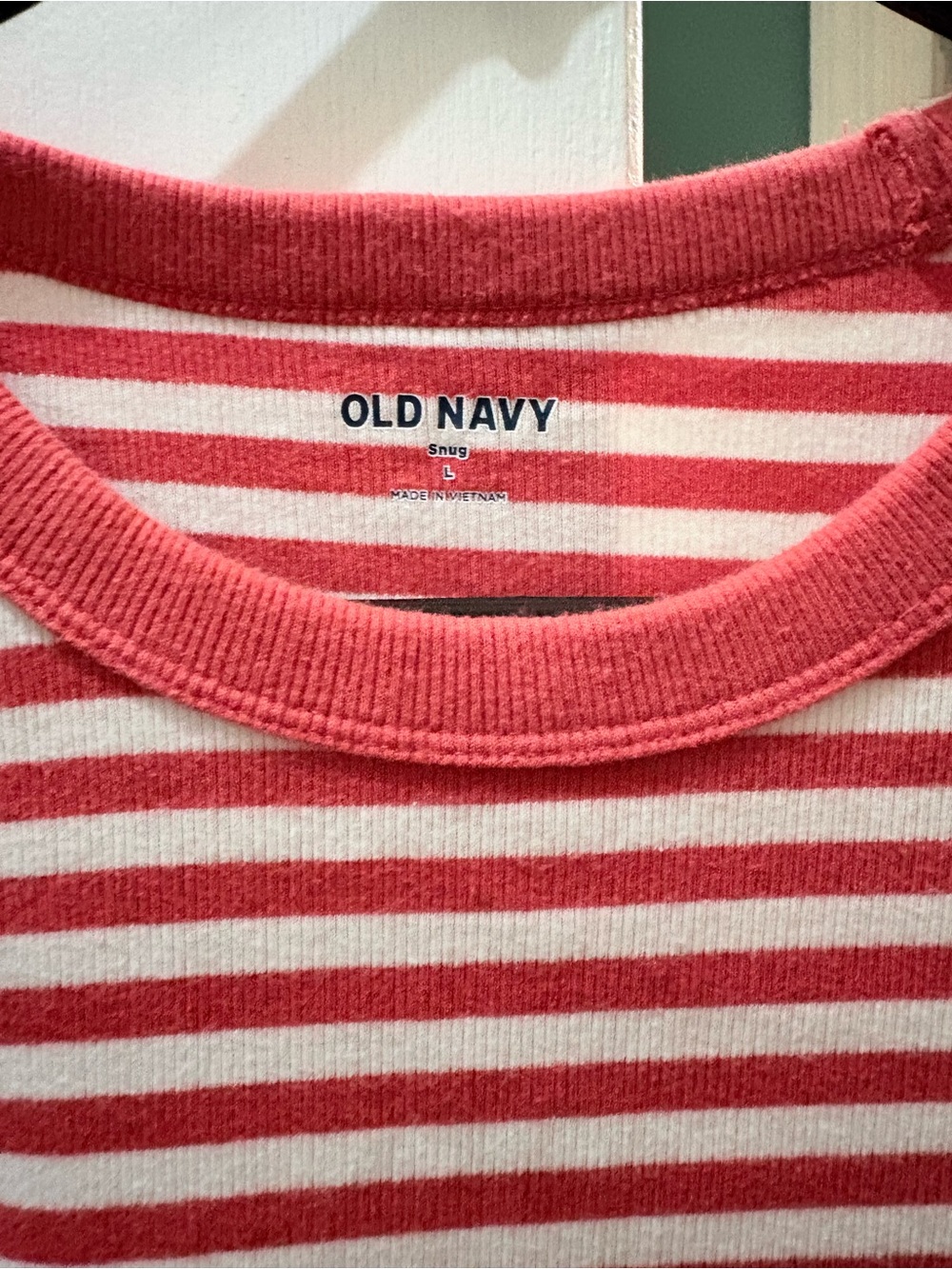 Old Navy Red and White Striped Short Sleeve Tee